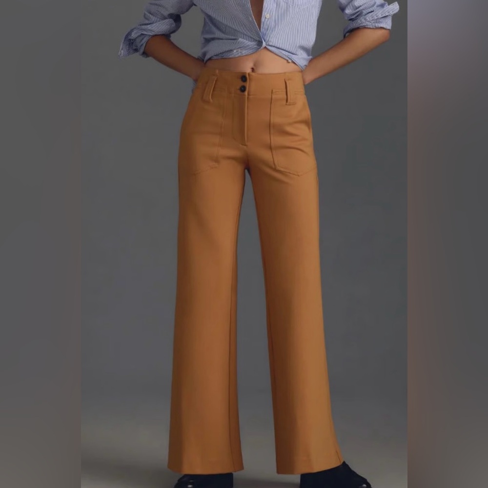 Maeve Wide-Leg High-Rise Pants in Camel